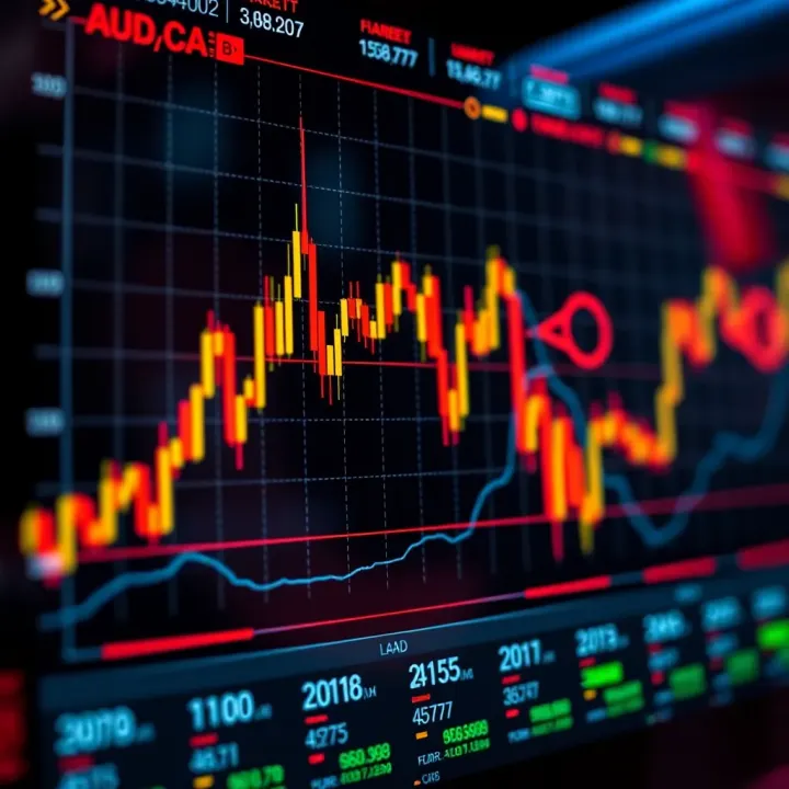 Graph showing recent trends and price fluctuations of the AUD to CAD currency pair in the forex market