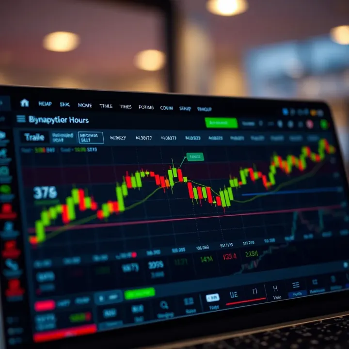 Binary options trading platform interface showing active market hours and asset availability
