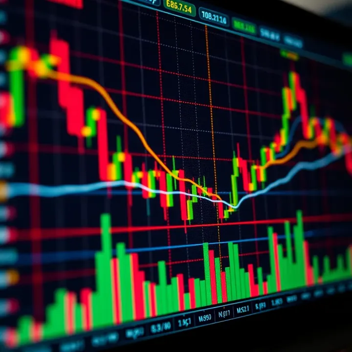 Graph displaying various technical indicators applied to binary options trading charts