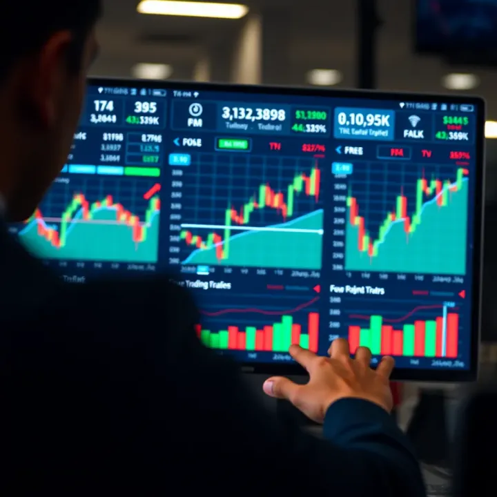 Secure digital trading platform interface with charts and statistics