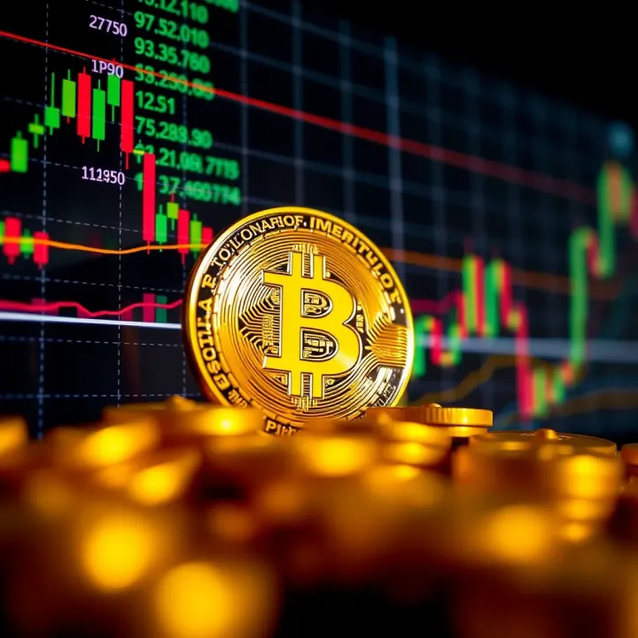 Graph showing Bitcoin price fluctuations with technical indicators