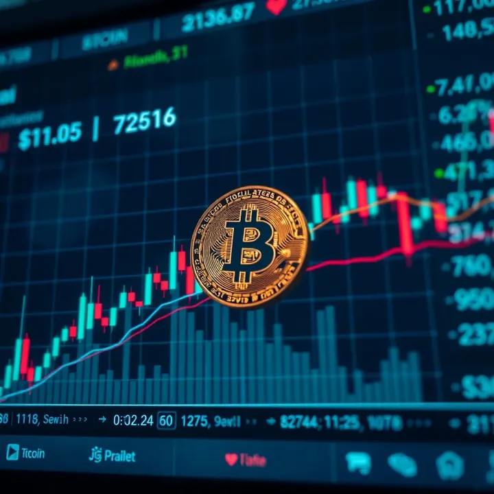 Graph showing Bitcoin price fluctuations with technical indicators
