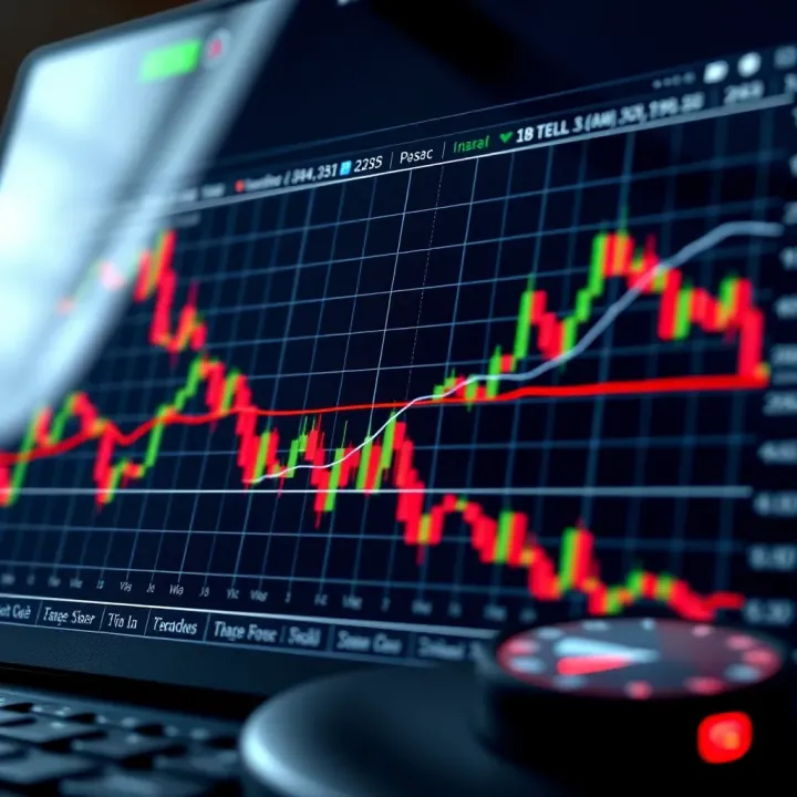 Graph depicting technical and fundamental analysis with risk management indicators