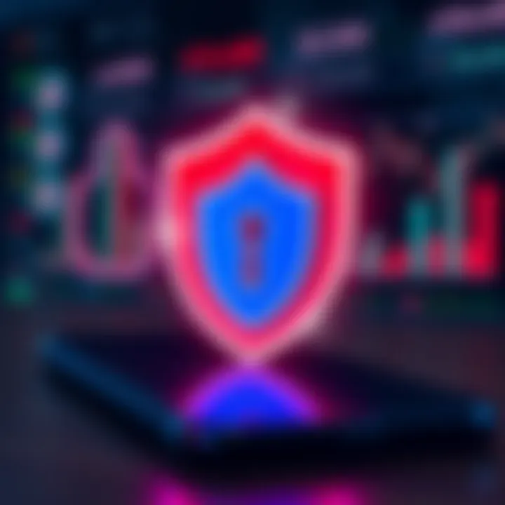 Two-factor authentication concept with mobile device and shield icon