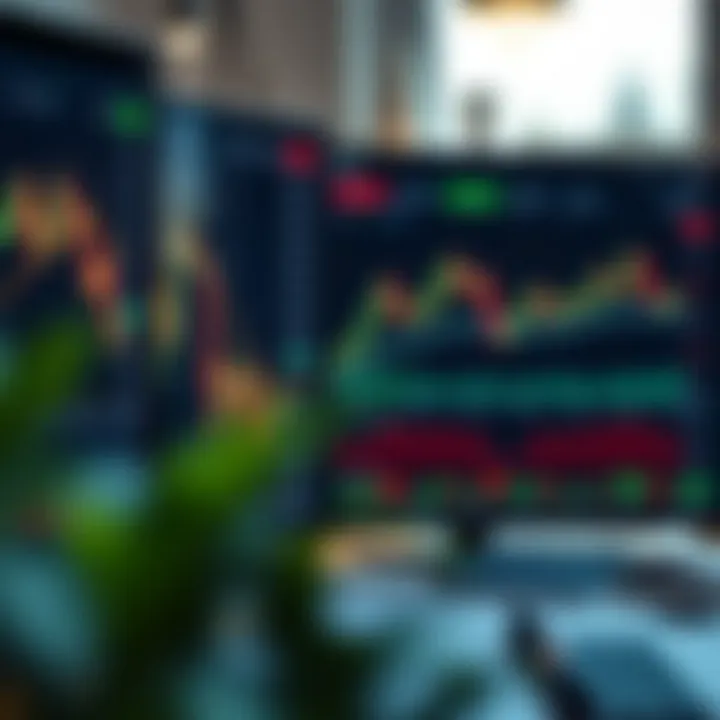 Binary options trading platform interface displaying various asset charts and trading options