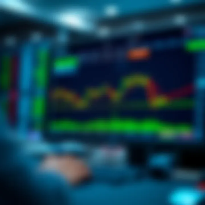 User interface of a trading platform showing binary options trading charts and tools
