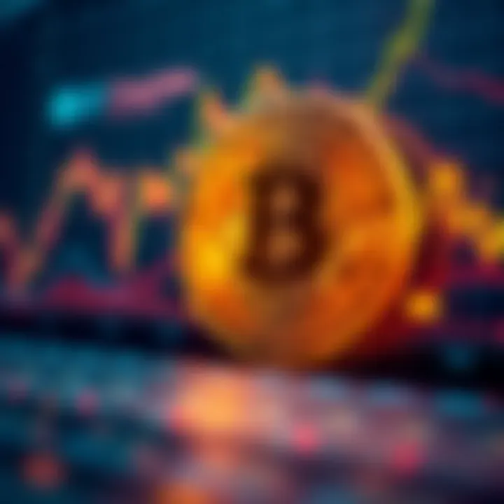 Graph showing Bitcoin price trends with digital elements symbolizing blockchain technology