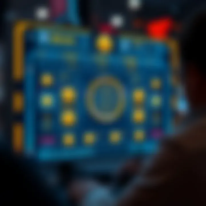 Illustration showing a digital game interface rewarding players with Bitcoin tokens