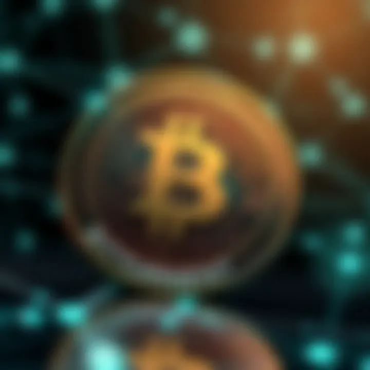 Digital representation of Bittorrent Coin logo with blockchain network background