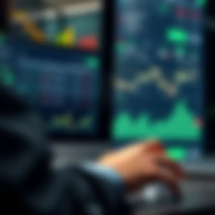 User navigating an online brokerage platform displaying investment options and market data
