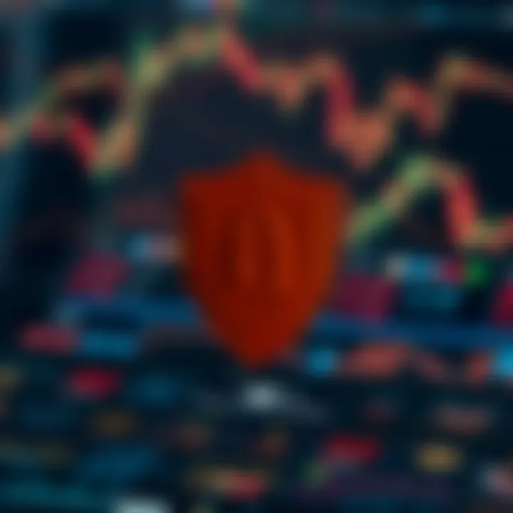 Conceptual illustration of secure trading practices with a shield icon and financial symbols