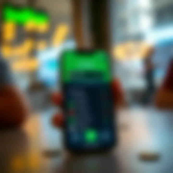 Illustration of a mobile phone displaying a financial app with affordable investing options