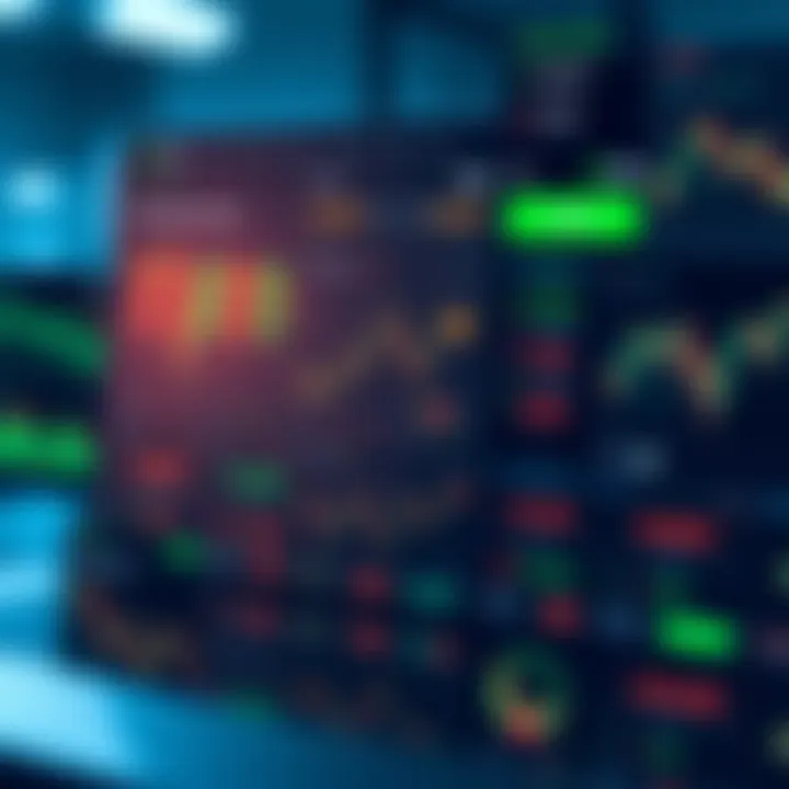 Digital interface showing various investment options and financial analytics