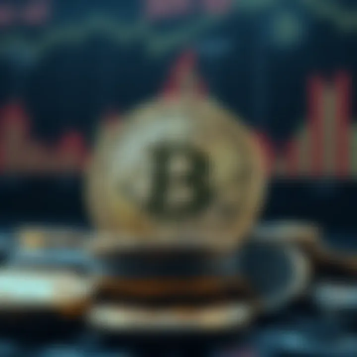 Abstract representation of market influences and risk factors affecting cryptocurrency valuation