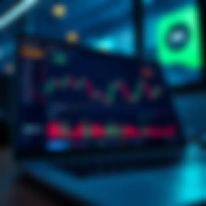Digital interface showing secure financial trading platform with charts and data analytics