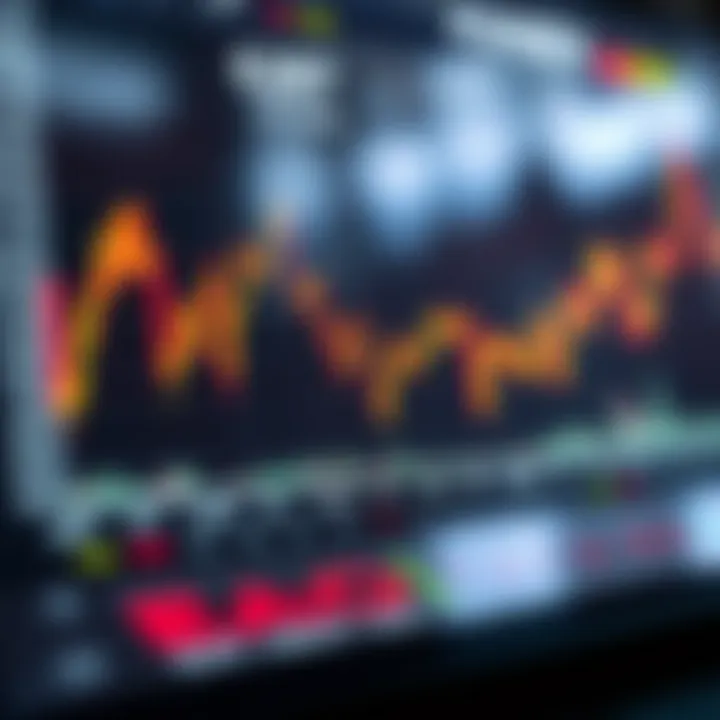 Graph displaying currency exchange rates fluctuating in the Forex market