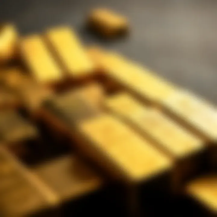 Various gold bars arranged to display size differences and market variations