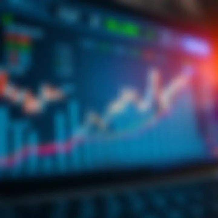 Graph showing online options trading growth in Brazil with charts and digital interface