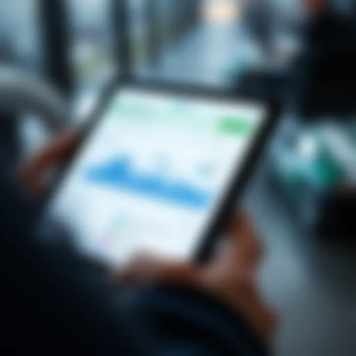 User interface showcasing Quotex platform features on a digital device