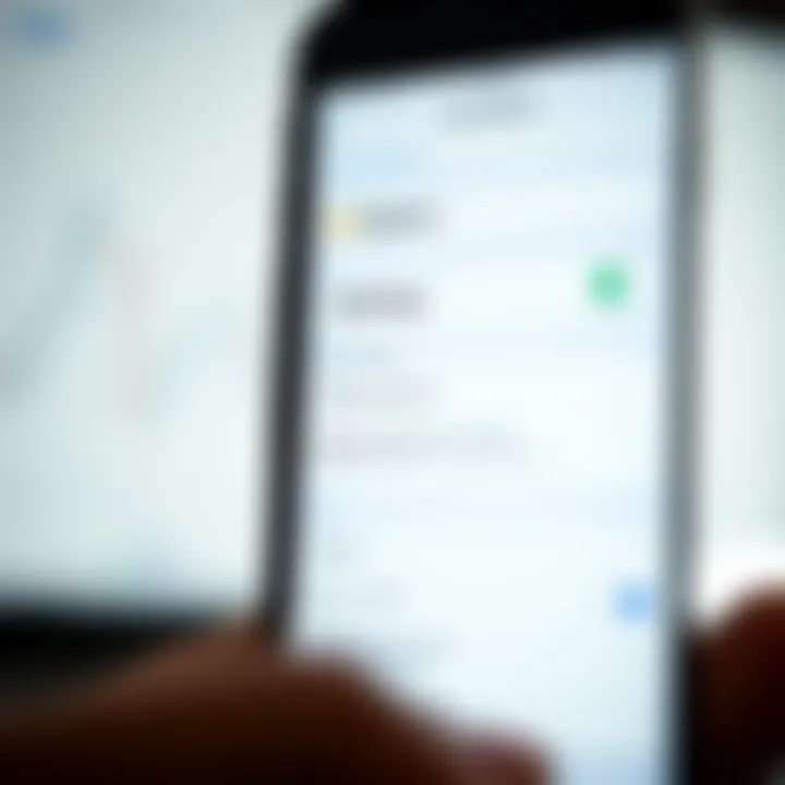 Close-up of smartphone showing IQ Option features and security settings