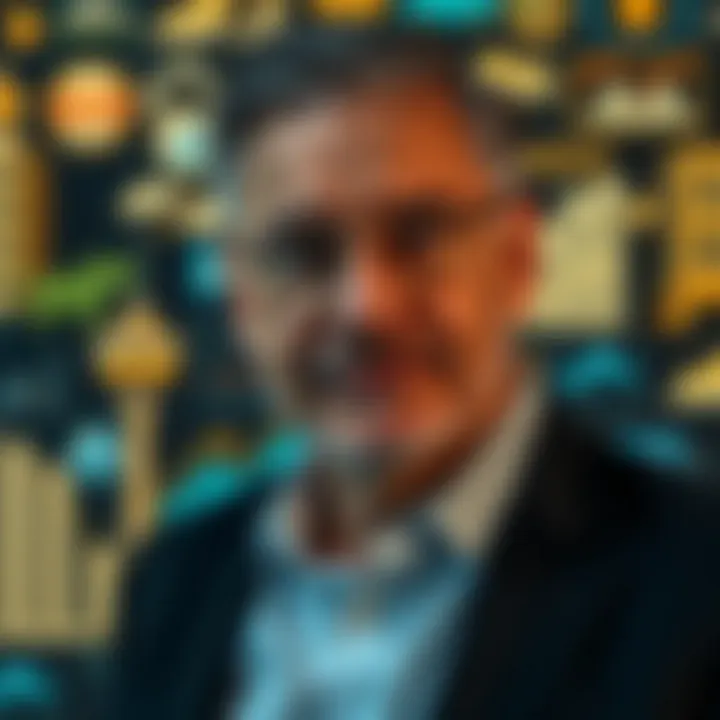 Portrait of Mark Mateschitz with a background of global business icons