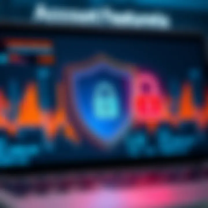 Visual representation of account protection with shield and lock icons on digital background