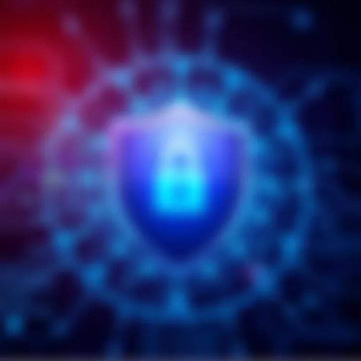 Illustration of shield symbolizing online account protection and data security