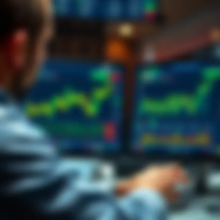 User navigating through Quotex trading platform features with charts and options