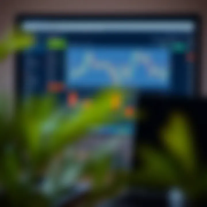 Computer displaying Quotex trading platform interface with clear charts and options