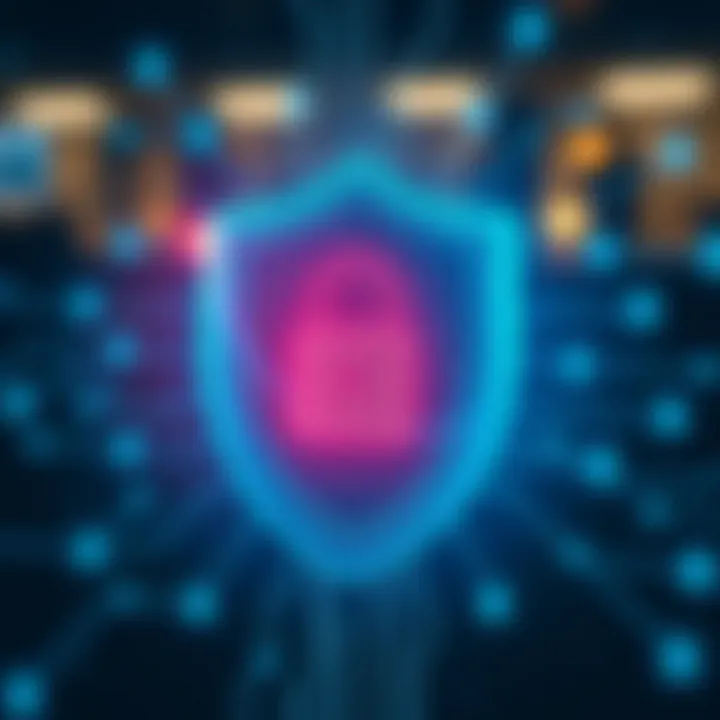 Security shield icon with digital locks symbolizing safety measures on the Quotex.io platform