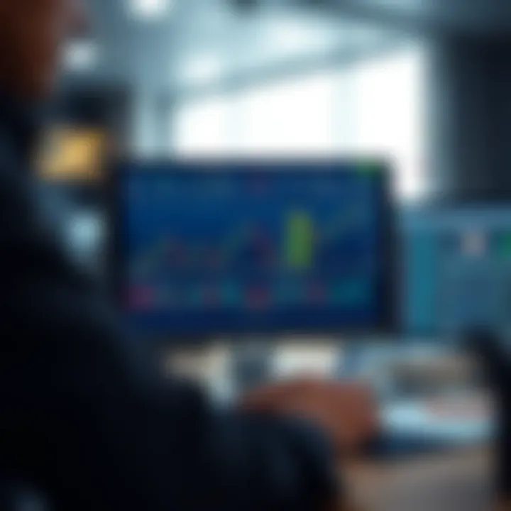 Secure online trading platform interface displaying market charts and data