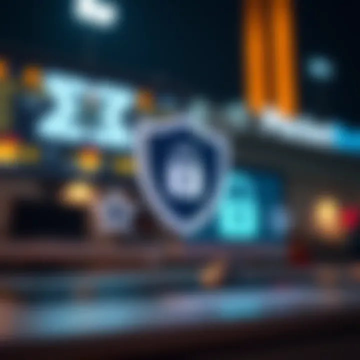 Illustration of secure online betting with shield and digital lock icons