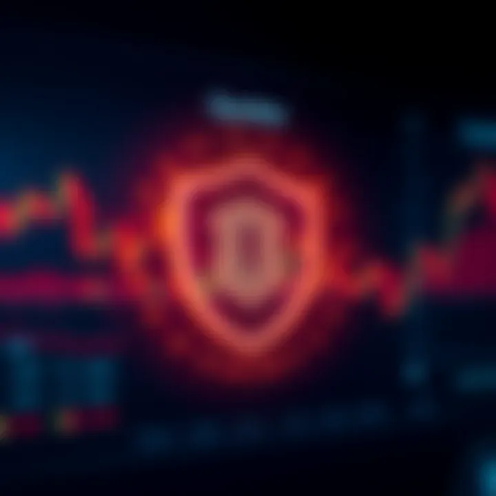 Secure online trading platform with protective shield icon