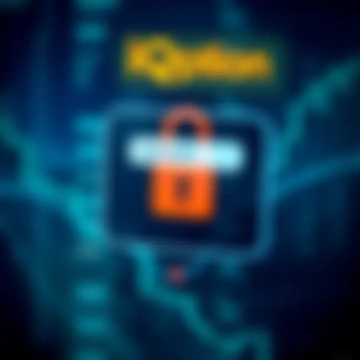Secure login interface of IQ Option platform showing username and password fields