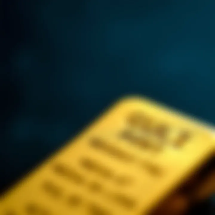 Close-up view of a gold bar showing its polished surface and engraved weight markings