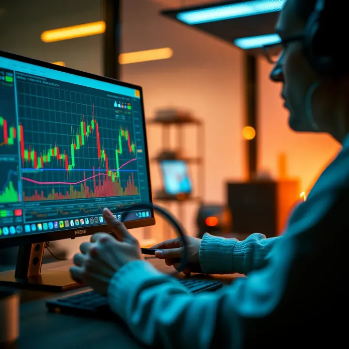 Automated trading software analyzing financial market charts