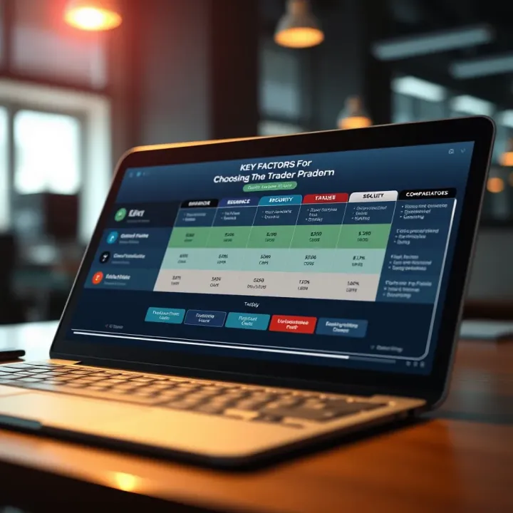Key Factors for Choosing the Best Trader Platform Comparison chart illustrating key aspects like security, costs, and compatibility of various trader platforms