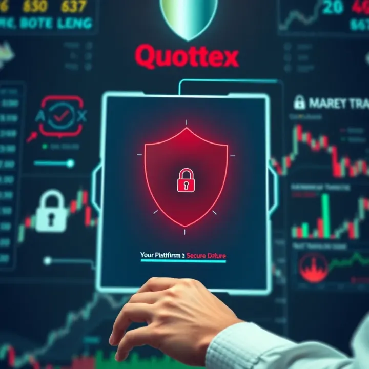 Secure digital interface illustrating safety features of Quotex trading platform