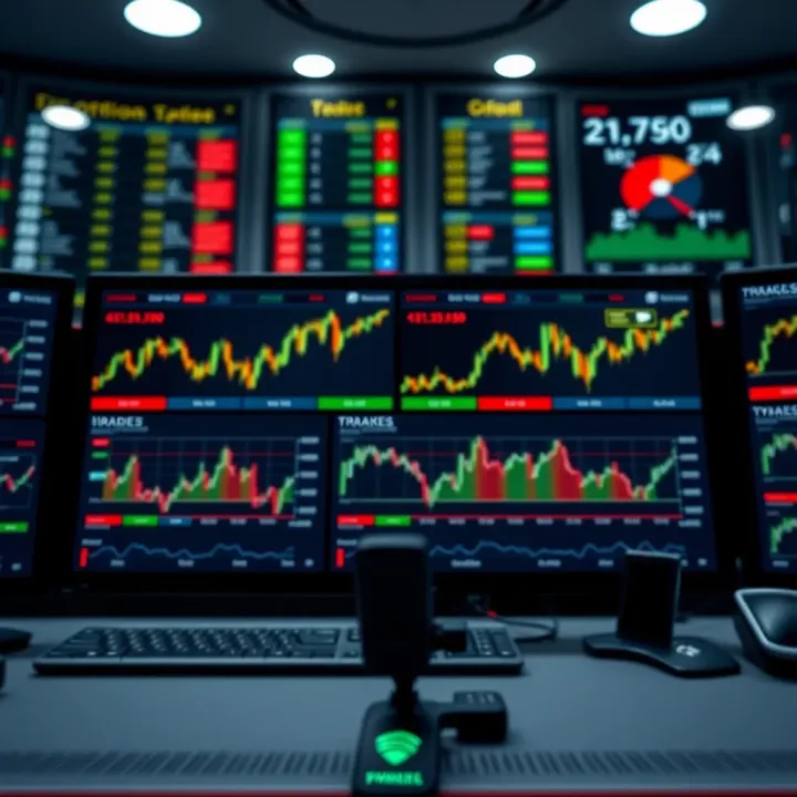 Digital dashboard displaying binary options signal alerts and market trends