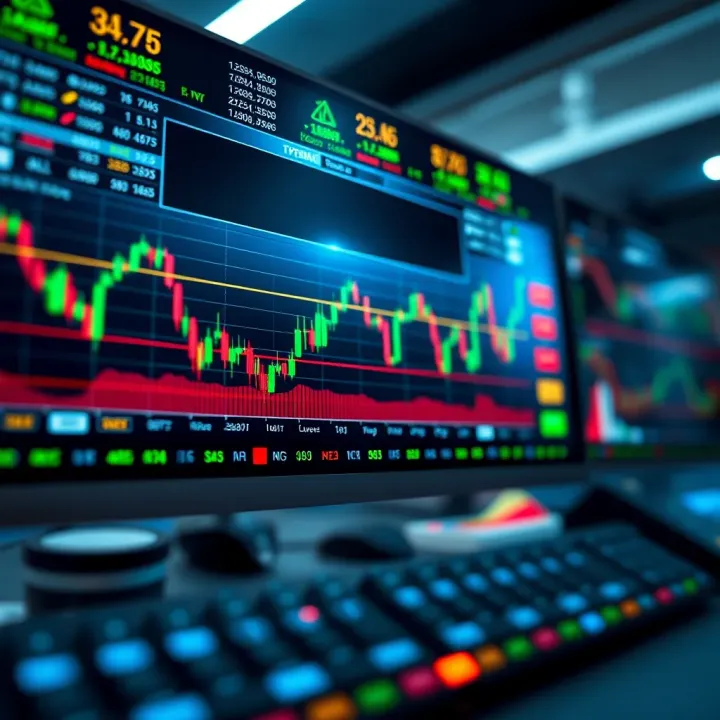 User interface of a forex trading platform displaying charts and market data