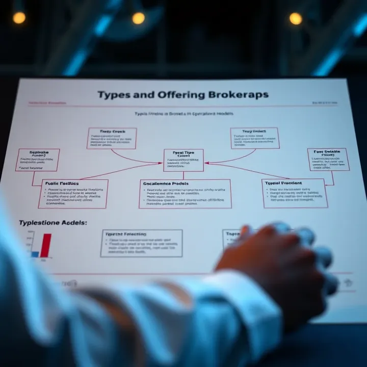 Diagram illustrating various types of public offering brokerages and their operational models