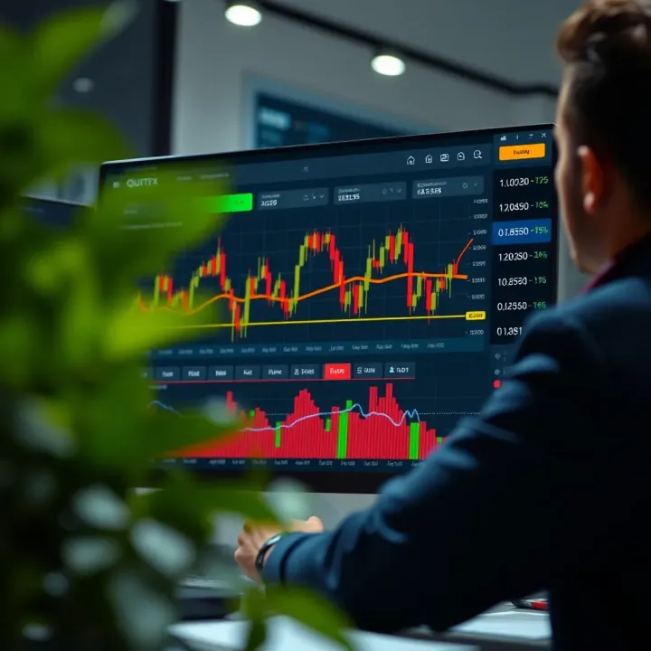 Dashboard view of Quotex official trading platform showing charts and market indicators