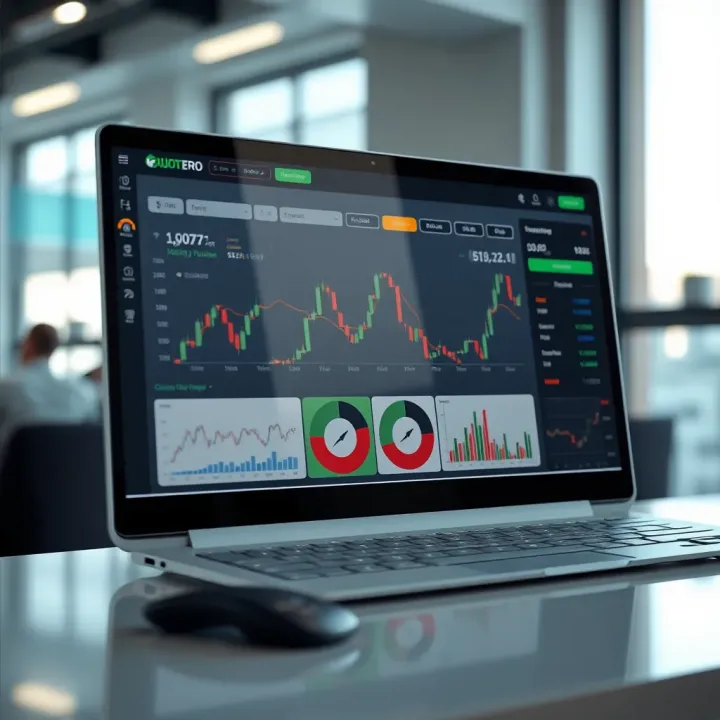 Dashboard interface showcasing financial graphs and trading options on Quotex Pro platform