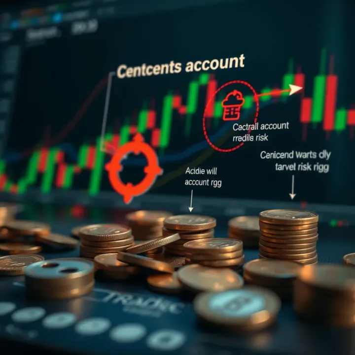 Diagram illustrating how a cents account works in the Forex market with reduced trading risk