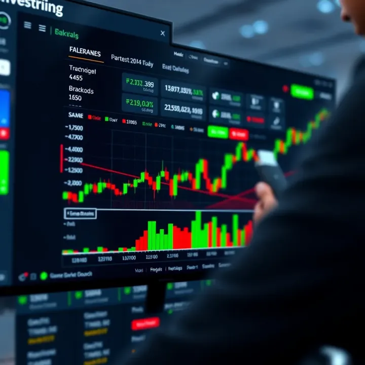 Overview of an Online Brokerage Platform in the Brazilian Market Digital platform interface showing a Brazilian online brokerage dashboard with stock market charts and investment options