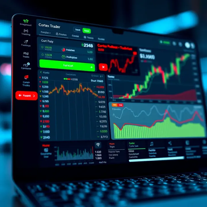 Cortex Trader Platform Dashboard Highlighting Key Trading Features Dashboard displaying Cortex Trader platform features and trading tools