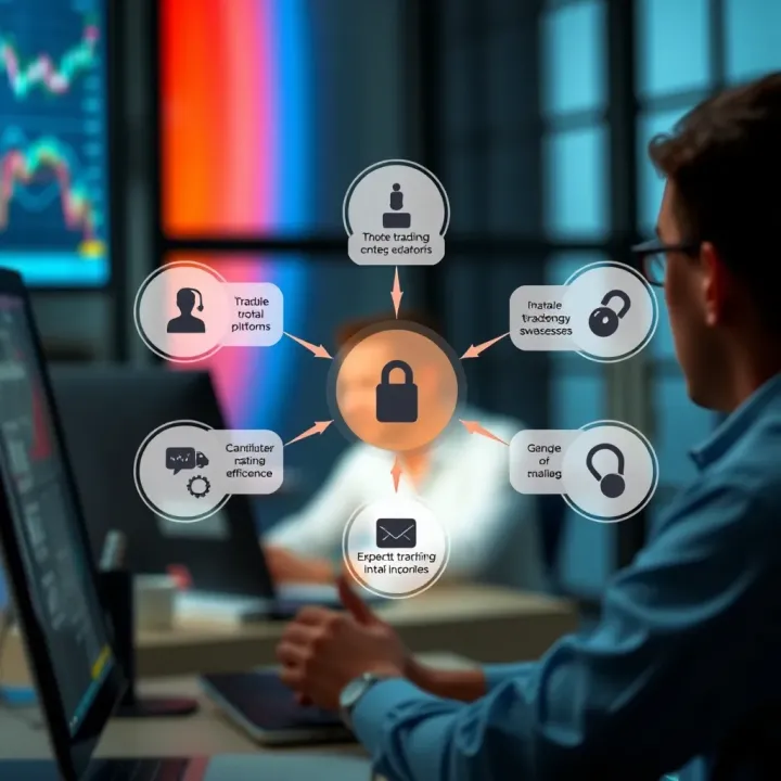 Diagram illustrating key criteria for selecting reliable trading platforms with security and efficiency features