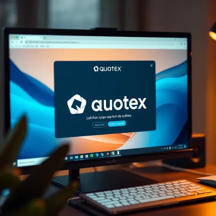 Interface showing Quotex platform installation on computer screen