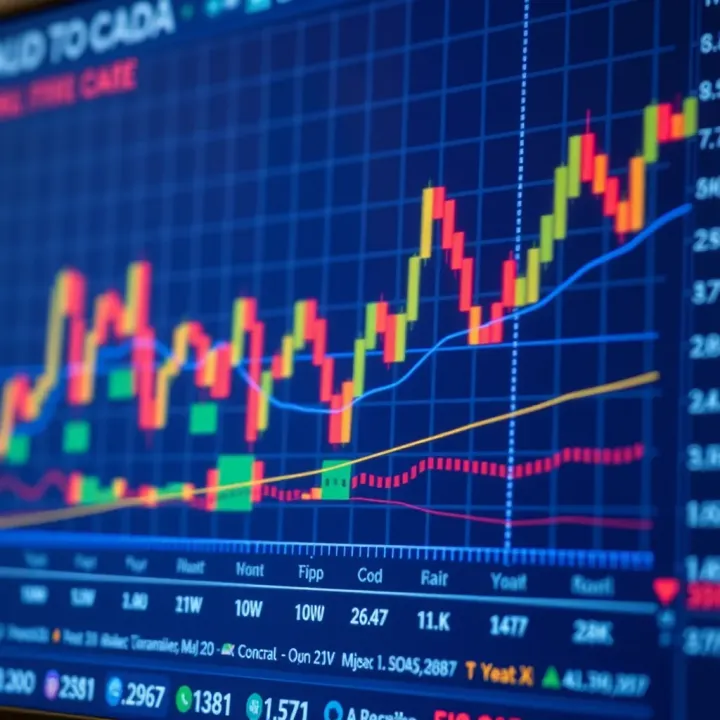 Economic and Technical Indicators Affecting AUD/CAD Exchange Rate Chart depicting economic indicators and technical data influencing the AUD to CAD exchange rate