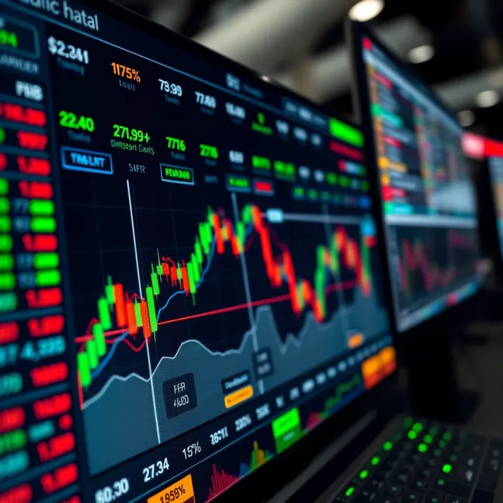 Interface of a financial trading platform displaying real-time market data and trading options